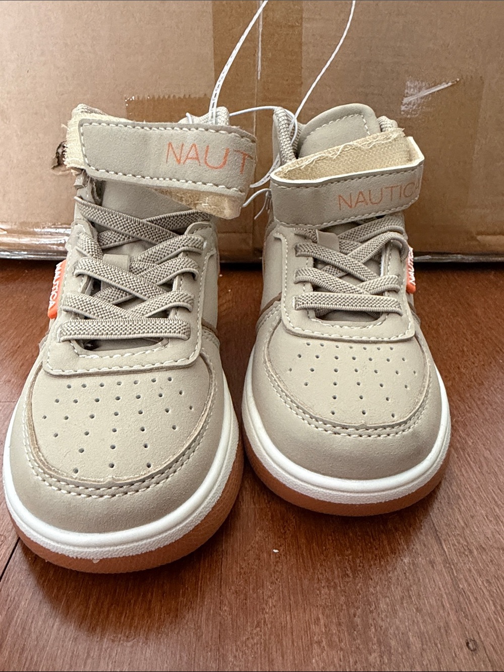 Nautica Kids Beige and White High-Top Sneakers